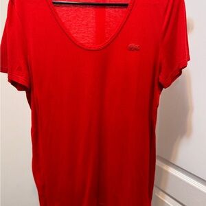 Lacoste Red Fitted Short Sleeve Tee